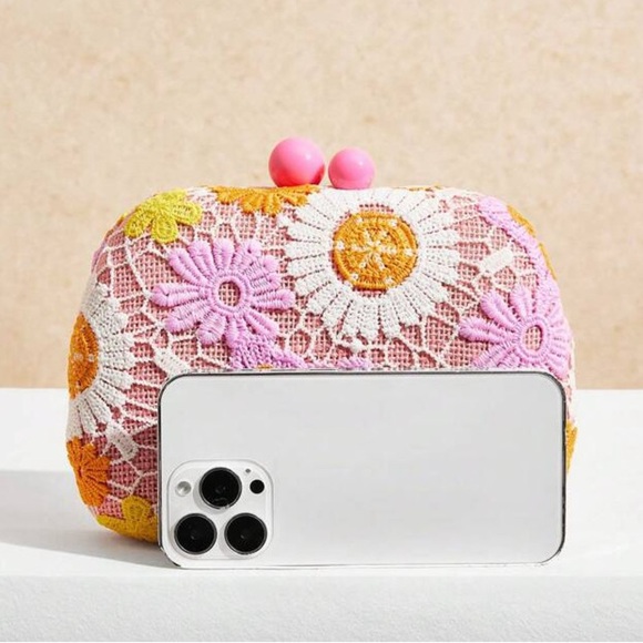 Floral Lace Clutch - Pink, Yellow, Orange - Picture 3 of 6